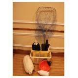 Boating equipment incl floats, bouts, & net