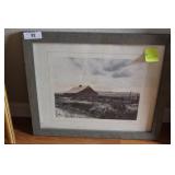 Framed barn scene signed lower right 22.5" x 18.5"