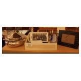Silver-plate, bathroom organizer & perfumes