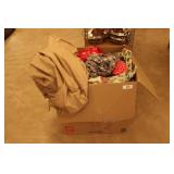 Large box of linens incl. robs, towels & sheets