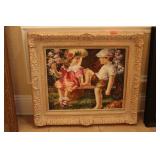 Acrylic on canvas in white washed frame signer She