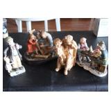 Three Norman Rockwell figures & clay form figure o