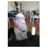 Decorative led candle & 28" metal abstract art