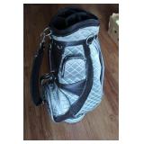 Ladies golf bag with some wear to black fabric