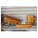 Three Longaberger baskets: sleigh, cylinder & 94 r