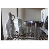 Porcelain 4pc lusterware sugar set & 8 silver plat