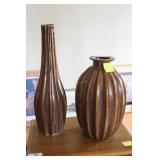 Two contemporary pottery vases 23"x7" & 16.5" x 11