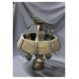 Hanging Lantern lamp, brushed metal & wood, 4