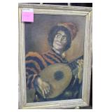 Jester playing his Lute, unsigned, oil on canvas,