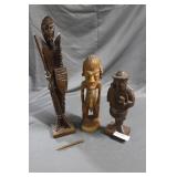 Threee Wood Carved figures