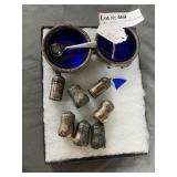 Sterling individual salt shakers & cobalt salt