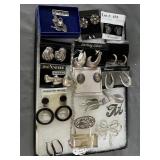 Sterling & Costume jewelry: earrings, napkin