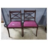 Pr Chairs, cranberry seat34"H x 21.5" W x 22" D