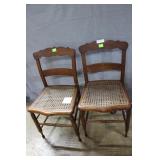 Pair of cane seated side chairs