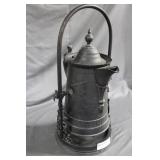 Contemporary coffee pot on stand with etching