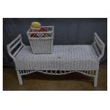 Wicker bench & waste basket 24"H x 42"