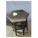 Table, carved 18"H x 15"W x 15" dia.