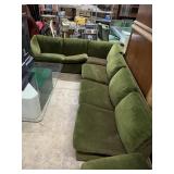 1980s Retro Green Nylon Lounge Sofa And Ottoman