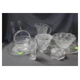 10 Pcs Of Crystal - 3 Bowls, 2 Platters, 1 Pitch