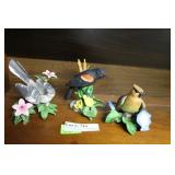 Three Lenox birds Cedar Waxwing, Black Bird &