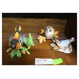 Three Lenox birds: Owl, Nuthatch, & Oriole