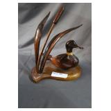 Mid Century wood carved duck decor