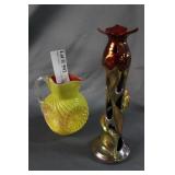 Zsolnay Red & yellow candlestick & red& yellow