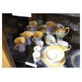 Noritake luster ware, 5 blue cups w/ flower