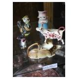 5 Vintage Animal creamers, Austria, Japan,