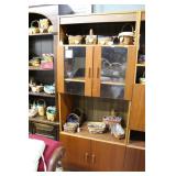 Teak Mid Century accented drop front display cabin