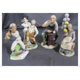 Four Capodimonte figures: baseball, drunken
