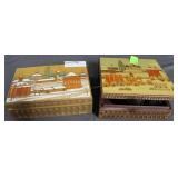 Two Russian wood carved boxes