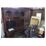 Office cabinetry in L configuration, Cherry