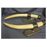 Pair of Brass Wall mount tusk candlestick holders