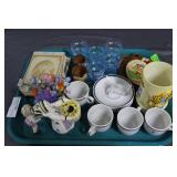 Treasure Tray: antique portraits, egg mugs, ship