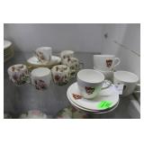 Six cups & saucers R No 826, Shelley China 4 cup