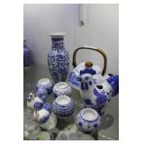 Blue & White: chickens, tea candles, vase &