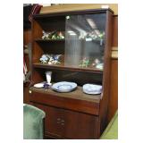 Mid Century slant back china cabinet with glass