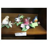 Four Lenox porcelain birds: Turtle Dove, Chickadee