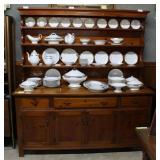 Country Pine step back China cabinet 80" x 73" x