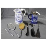 Sterling lidded German stein of man holding pig