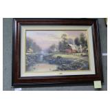 Thomas Kincaid framed "Sunset at Riverside Farm"