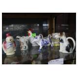 6 Vintage Animal creamers, Japan, U.S.A., Czech.