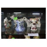 6 Vintage Animal creamers, Japan & unmarked, bird