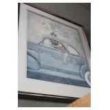 Lady on train tracks in path of train print,