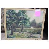 Cabin in the Woods scene, signed L. Geiser, oil