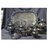 10 pc Silver on Copper Tea Set with Tray