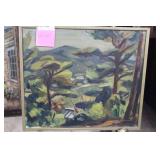 Modernist style oil on canvas, signed Takeo-Imata