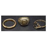 Two 10kt rings - 7gtw, & 14kt wedding band 4gtw