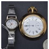 Ladies Waltham pocket watch & Pulsar wristwatch